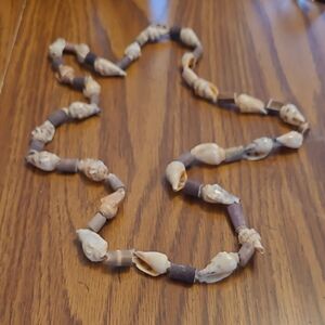 Beige Shell and Brown Bead Necklace - Natural Beach-Style Women’s Necklace